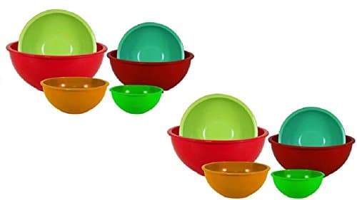 6-Piece Nested Polypropylene Mixing Bowl Set, Orange (Set of 2)