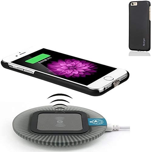 Qi Wireless Charger Kit for iPhone 6 and iPhone 6s, Including Qi Wireless Charging Pad and Receiver Back Cover (Black Dock)