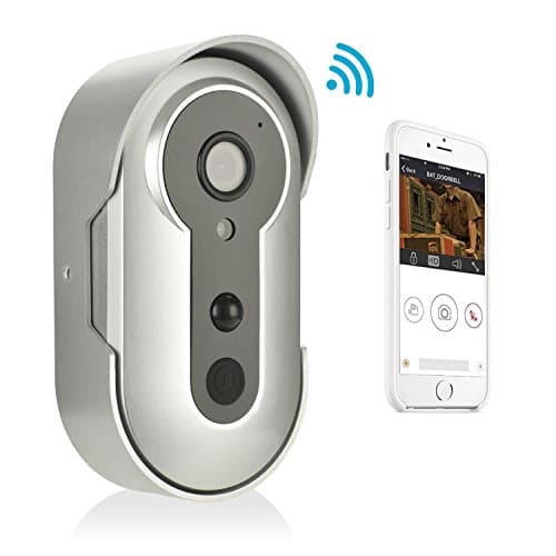Wireless WIFI HD Video Doorbell, Battery Powered, Night Vision, 2-Way Audio, HD Video, Motion Sensor, Door Camera (Silver)