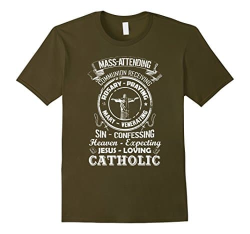 Men's Catholic Shirt - Jesus Loving Catholic Tshirt Medium Olive