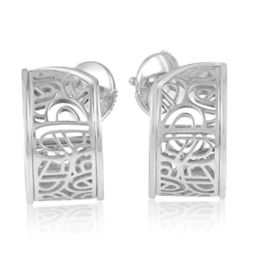 Wire Heart Framework 18K White Gold Huggie Earrings