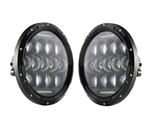 Dreamthinker DT Philip LED Chip Headlights Assembly for Jeep Wrangler JK/TJ Dodge Chrysler 75W Off Road Headlights for Cars H4 to H13 Adaptor, 7" L x 7" W, 1 Pair