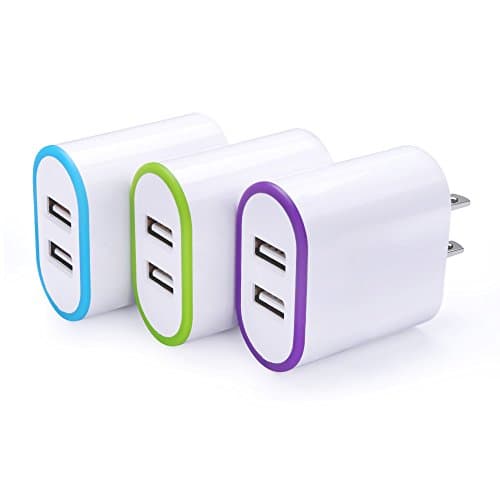 USB Wall Charger Adapter, Charging Brick, Disoper 3Pack 2-Port Charger Plug Cube Phone Charger Box for iPhone X/8/7/6 Plus, iPad, Samsung Galaxy S9/S9 Plus/Note 8, LG, Nexus, HTC, Google Pixel