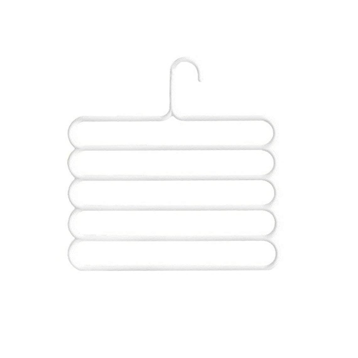 Zinniaya Anti-slip Magic Multiple Layer Trousers Hanger Multifunction Pants Closet Belt Holder Rack S-type 5 Layers Saving Space