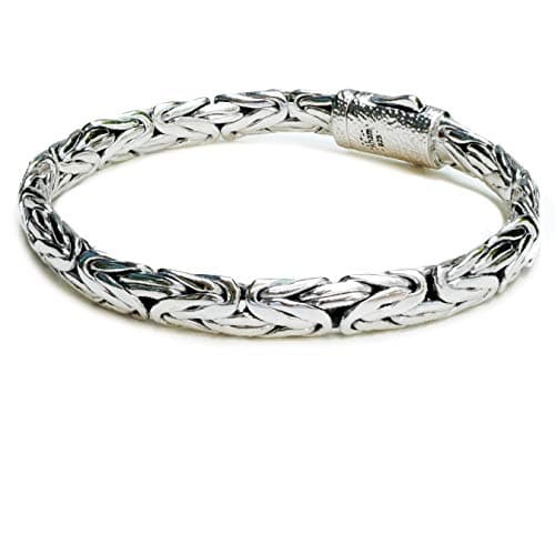 8.2 mm. Woven Sterling Silver Braided Bali Style Cable Antique Style Byzantine Link Chain Bracelet for Men Length 7.5,8,8.5,9 inches