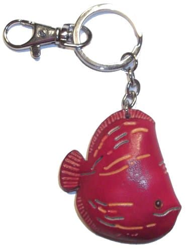 Bowie the Rainbow Fish - Fish Keychain Made From Leather with Mini Carabiner Clip Snap #2006
