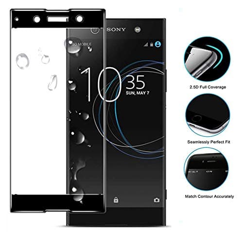 Venga amigos Screen Protector for Sony Xperia XA2 Plus, 2.5D Full Coverage Tempered Glass Bubble Free HD Clear Full Coverage Glass Protector for Sony Xperia XA2 Plus-Black