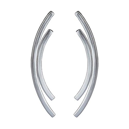 Emmanuela Ear Cuff Earrings, Pair of Solid Sterling Silver Ear Crawlers, Up the Ear Sweeps, Simple & Delicate Every Day Ear Climbers for Her