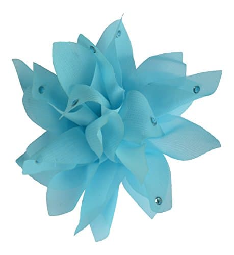 PLH Bows Chiffon Clippie with Stones (TURQUOISE)