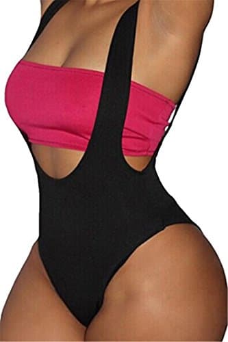 Women's Retro 80s/90s Inspired High Cut Low Back One Piece Swimwear Bathing Suits With Vest