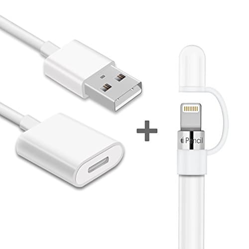 TRELC Magnetic Cap Replacement with Anti-Lost Strap for Apple Pencil + 3 Feet Charging Cable for Apple Pencil