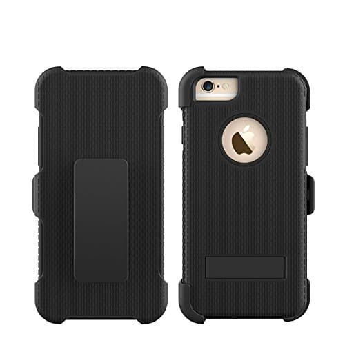 iPhone 6/6S Case, Shock Absorbing 3 in 1 Holster Case with Kick Stand and Belt Clip, Osurce Full Protection Heavy Duty Hybrid Case Cover for Apple iPhone 6/6S - Black