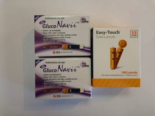 100 Gluco Navii Glucose Test Strips + 33 Gauge Lancets