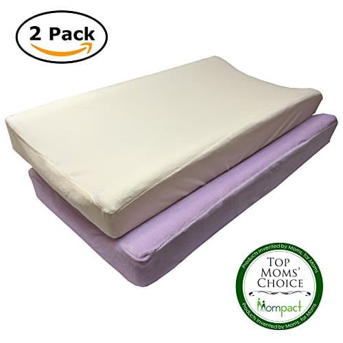 Changing Pad Cover Set, 2 pack Ultra Plush Cotton Blend Change Pad Covers for Girls and Boys, White & Purple