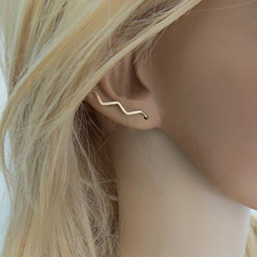 Gold Filled Ear Climber Chevron Earrings, Pair