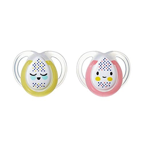 Closer To Nature Night Time Soother Twin Pack - 0-6m (Pink/Yellow)