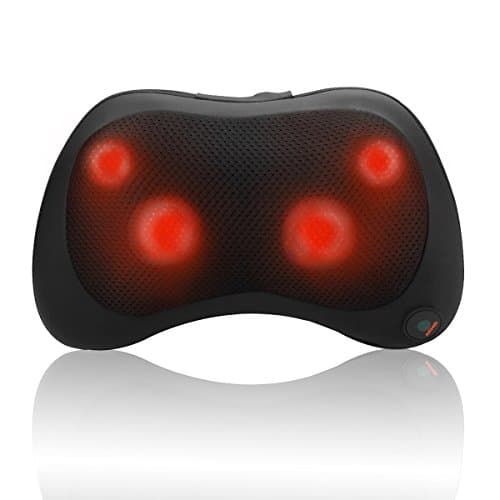 Joiry Neck Back Massager Pillow with Heat Deep Kneading Massage for Neck Back Shoulder,Relieve Muscles Pain for Home Car Office(Skin-friendly fabrics)(Black)