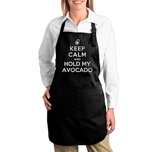 Keep Calm And Hold My Avocado Unisex Apron With An Adjustable Neck & Visible Center Pocket Personalize Black