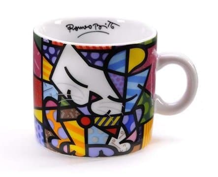 Romero Britto Miniature Ceramic Mug, Cat Pop Art Mini Mug