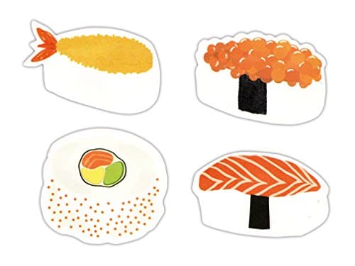 Sushi Shaped Self-Stick Notes, Scratch Pads Match for Planners/Notebook/School/Office Stationery, 4 Pads/Pack, 30 Sheets/Pad (Sushi)