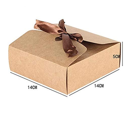 30 Pcs Small Gift Box for Cookies Candy Chocolates Kraft Paper Packing Boxes Baking Pastry Biscuits Nougat Boxes for Wedding Party (Brown, 14x14x5cm)
