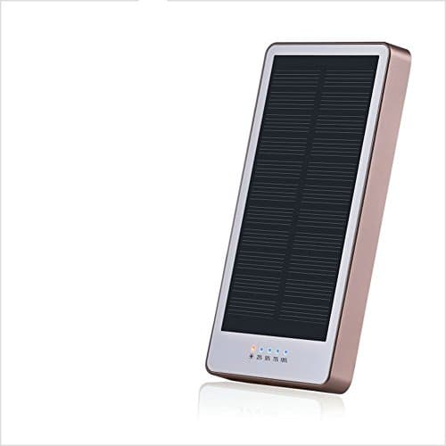 12000mAh Solar Panel Power Bank with Flashlight External Battery Portable Charger for iPhone Samsung Smartphones Tablets Bluetooth Speaker (Gold and White)