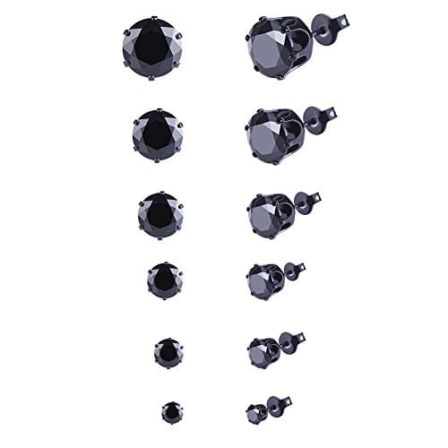 YiYi Operation 6 Paris Size 3mm-8mm Stud Earrings sets Hypoallergenic Pierced Cubic Zirconia Inlaid For Women