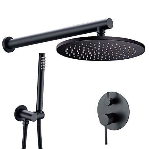 Homili Modern Wall Mounted Rain Shower System& Handheld Shower Set Solid Brass in Black