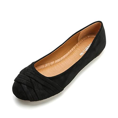 Meeshine Women's Comfortable Bow Point Toe Flat Pumps Slip On Shoes