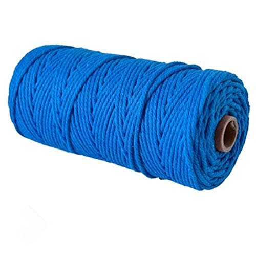 4 mm Twisted 100% Cotton Macrame Rope-in Many Colors!100 metres,Decor Craft DIY Cord, Macrame Cord, Macrame Yarn,Craft Cord. (Lake Blue)