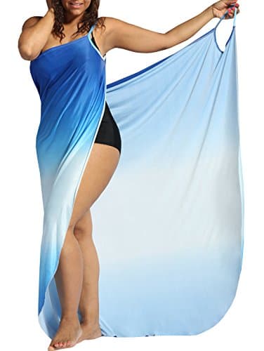 Beautife Womens Plus Size Cover up Spaghetti Strap Backless Bikini Wrap Gradient Color Beach Dress