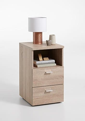 Modern Design Scratch Resistance 2 Drawer Bedside Table with Melamine Resin Coating (Material: Wood, Color: Assembly Required) (Light Brown)