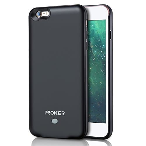 iPhone 6 6S Battery Case,Proker Ultra Slim Extended Portable Charger Protective for iPhone 6 6s with 3000mAh Capacity Juice Pack/Lightning Cable Input Mode(NOT For iPhone 6/6s Plus)(Black)