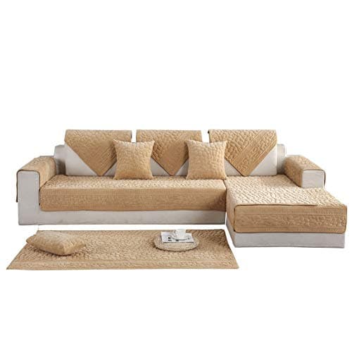 Anti-slip Sectional sofa covers for l shape Pet protective covers Multi-size Furniture pet protection Solid color Sofa slipcover For sofa,Loveseat,Recliner,Chair-Camel 43x94inch(110x240cm)