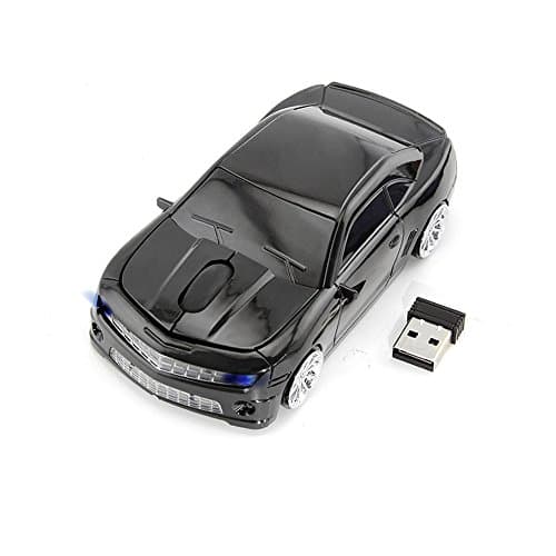 Usbkingdom 2.4GHz Sport Car Shape Wireless Mouse Ergonomic Optical Cordless Mice with USB Receiver for PC Laptop Computer 1600DPI 3 Buttons Black