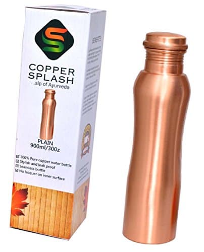 Copper Splash-Pure Copper Water Bottle-Ergonomic style-Plain finish-Ayurvedic tumbler-30oz