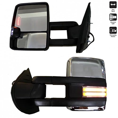 VioGi New 2pcs Power Manually Telescoping And Folding Dynamic Blinks Turn Signal Light+Clearance Lights+Backup Lights+Smoke Parking+ Chrome Housing Towing Mirrors For 88-00 Chevy GMC C/K