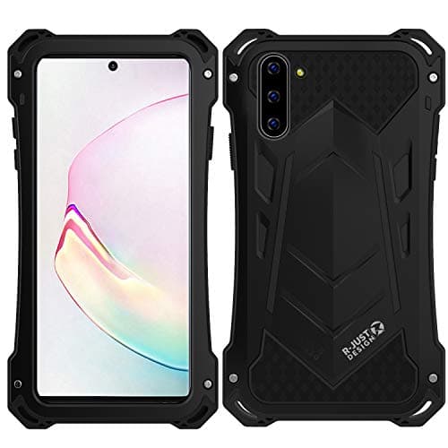 Samsung Note 10 plus Metal Military Case,HATA Note 10 plus Metal Bumper Silicone Heavy Duty Case Hybrid Rugged Armor Sturdy Shockproof Full body Defender Outdoor cover for Samsung Note 10 plus (Black)