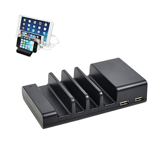 Ustars Multi Device USB Charging Station Storaging for Smartphones & Tablet with 3-in-1 Cable for iPhone iPad Android