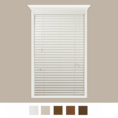 Custom-Made Real Wood Horizontal Window Blinds With Easy Inside Mount - 27" x 60" - 2" Wooden Slats - Premium Quality Basswood - Pure White - By Luxr Blinds