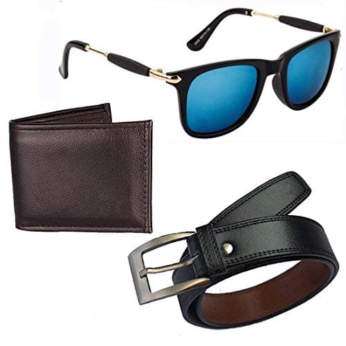 Men's Belt, Wallet and Sunglass Combo (Multicolour, Free Size)