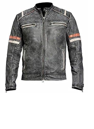 Nova Leather Jackets Mens Biker Vintage Motorcycle Distressed Grey Retro Stylish Leather Jacket (X-Small)