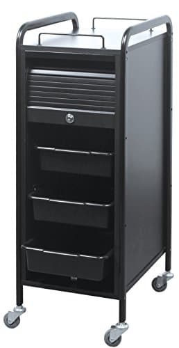 Savvy SAV-505-BB Salon Lockable Roller Cart Trolley in (BLACK / BLACK) + Free YS Park L-Clips ($15 value)