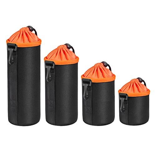 Camera Lens Pouch Lens Case Thick Protective Neoprene Pouch Camera Bags for DSLR(Canon, Nikon, Pentax, Sony, etc. 4-Pack)