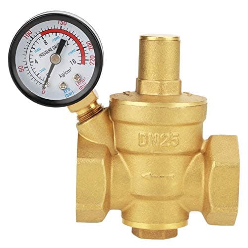 Water Pressure Regulator DN25 Brass Water Pressure Control Valve with Manometer, Adjustable Pressure Reducer, Reducing Valve