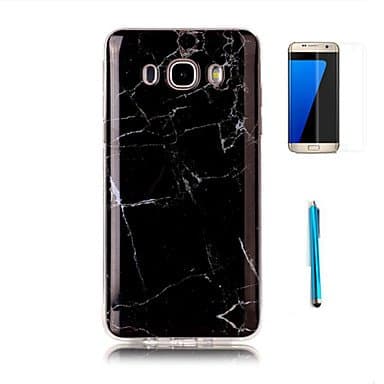 for Samsung Galaxy Case Cover with Screen Protector and Stylus Granite Marble Pattern Soft TPU Case (Compatible Models : Galaxy Grand Prime)