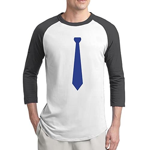 Fun Tie Men 3/4 Sleeves Crew Neck Jersey Black[Size XL Cotton