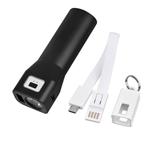 LED Tactical Flashlight with Lanyard & Power Bank Flashlight, Rechargeable Power Supply – Charges Any USB Connect Device : Cell Phones, Laptops, Tablets, Digital Cameras (Black)