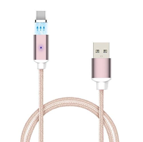 Magnetic Type-C Cable,Robest Nylon Braided Magnetic Cable (3.3ft) Type-C Micro USB Cable for LG G5 V20,Nexus 5X 6P,Google Pixel XL,Huawei P9 Plus,OnePlus 2 3,More Type C USB Devices. (Rose Gold)