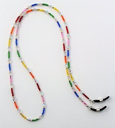 Handmade Beaded Eyeglass Chain Holder ~ Rainbow Sparkle